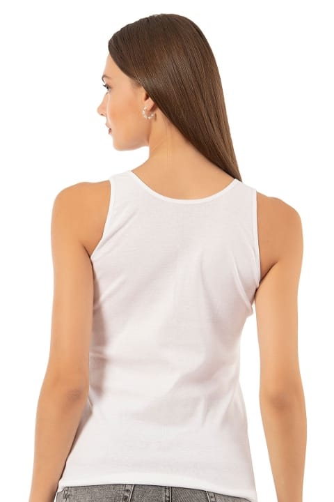 Pamuklu Ribana Dantelli Atlet Özkan 2001 - Beyaz