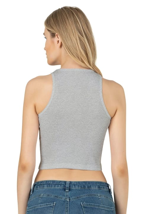 Özkan Halter Yaka Pamuklu Fitilli Vücuda Oturan Crop Atlet Özkan 26814 - Görsel 6