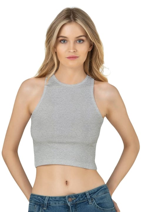 Özkan Halter Yaka Pamuklu Fitilli Vücuda Oturan Crop Atlet Özkan 26814 - Görsel 7