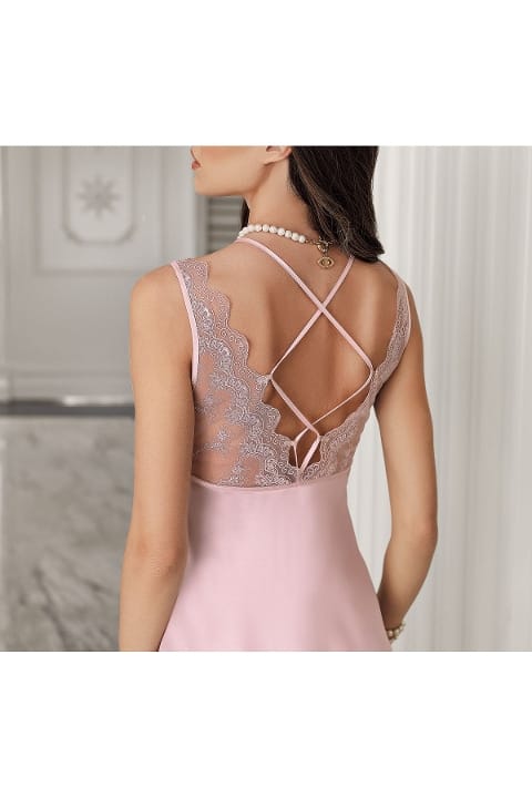 Saten Pudra Gecelik Sabahlık Takım İmaj 106 - Pudra