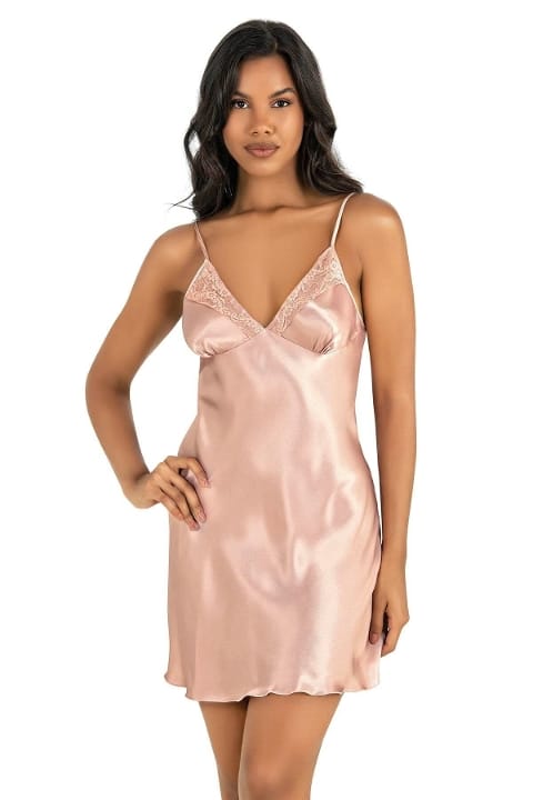 Ahu Lingerie Dantel Detaylı Kısa Saten Gecelik Ahu 8201