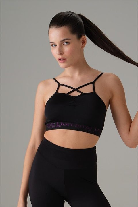 İnce Çapraz İp Dekolteli Kadın Sporcu Sütyen Doreanse 5592 - Siyah