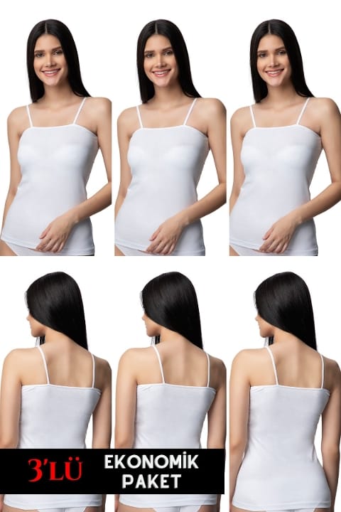 Pamuklu Esnek İp Askılı Kadın Atlet Donex 3350