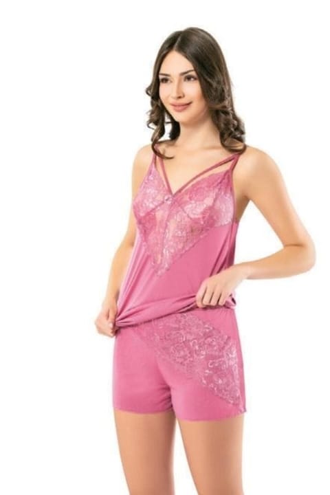 İp Askılı Dantelli Kadın Atlet Şort Takımı Kota 6394