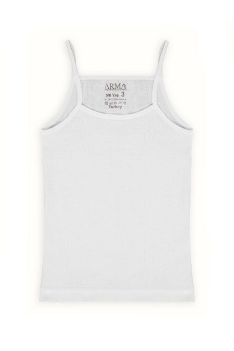 Pamuk Ribana Beyaz İp Askılı Kız Çocuk Atlet Arma Yıldız 7520