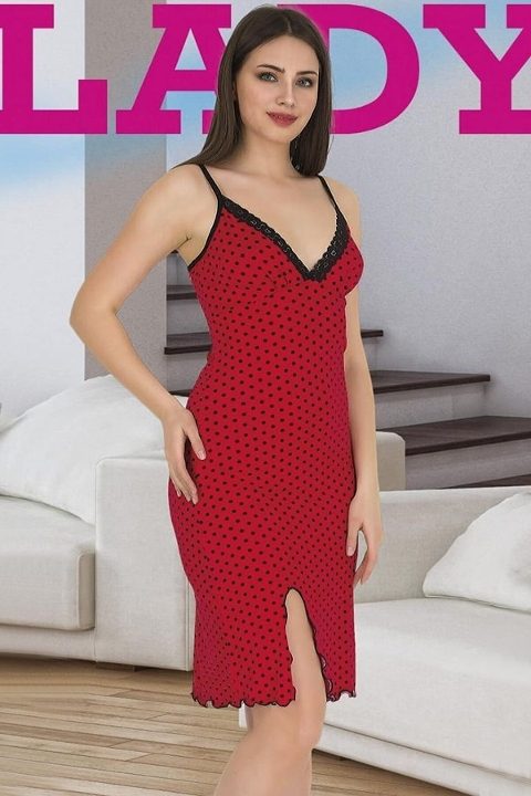 İp Askılı Bordo Tunik Kadın Pijama Takımı Lady 6362