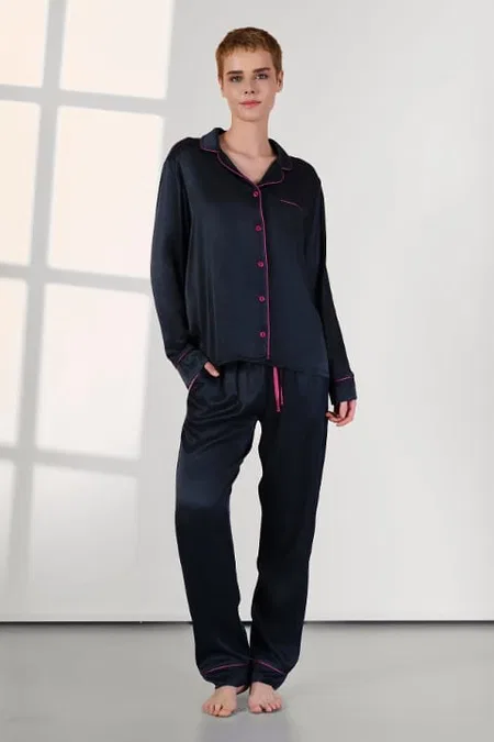 Kadife Viskon Kadın Pijama Takımı Doreanse 4037 - Lacivert