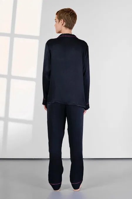 Kadife Viskon Kadın Pijama Takımı Doreanse 4037 - Lacivert