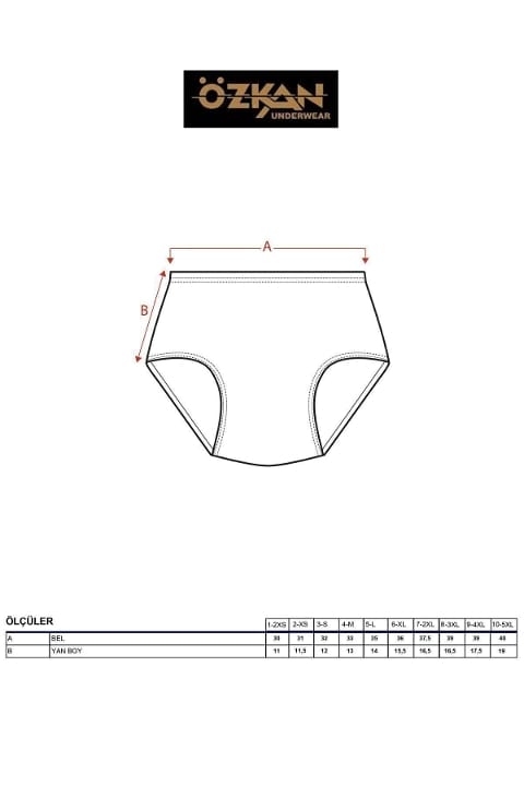 Pamuklu Esnek Yüksek Bel Bato Külot Özkan 0305 - Siyah