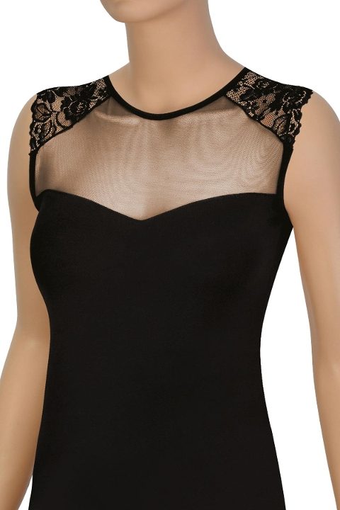 Tüllü Dantel Detaylı Yarım Kollu Body Öts 3162