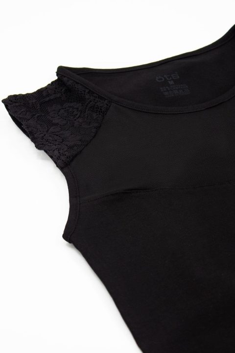 Tüllü Dantel Detaylı Yarım Kollu Body Öts 3162 - 2