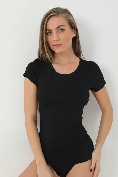 Bambu Kumaşlı Tek Parça Body Siyah Arma Yıldız 3705 - Siyah