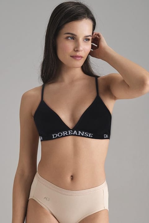 Dantel Detaylı Çapraz Askılı Üçgen Sütyen Doreanse 5552 - Siyah