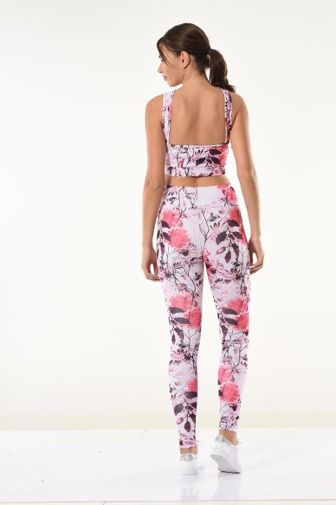 Derya Kurşun Yüksek Bel Çiçek Desenli Tayt Takım Derya 530 - Görsel 2