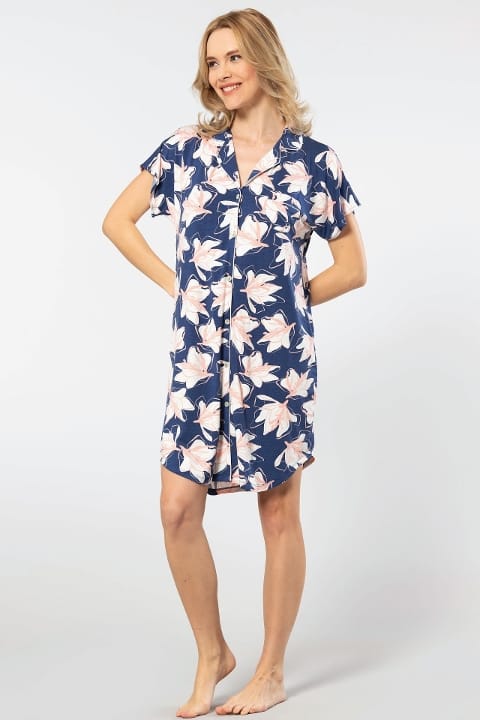 Viskon Elastan Kadın Gecelik Lacivert Türen 3607 - Lacivert