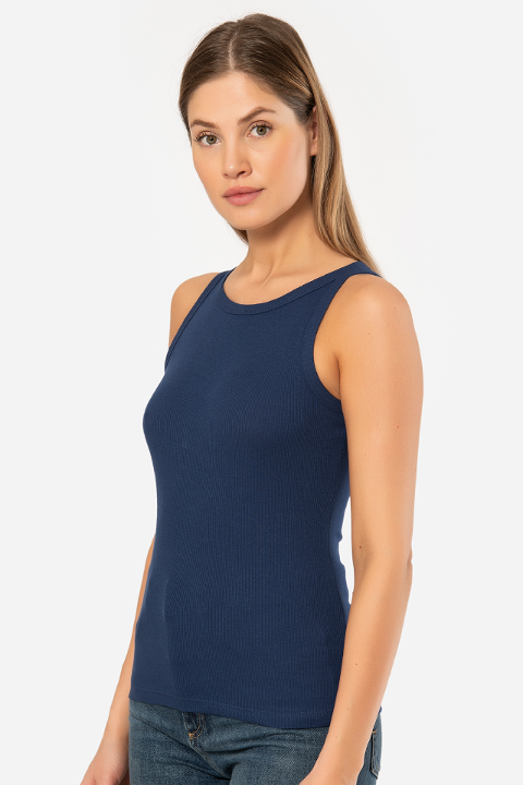 Halter Yaka Pamuklu Kadın Atlet Türen 3403 - Lacivert