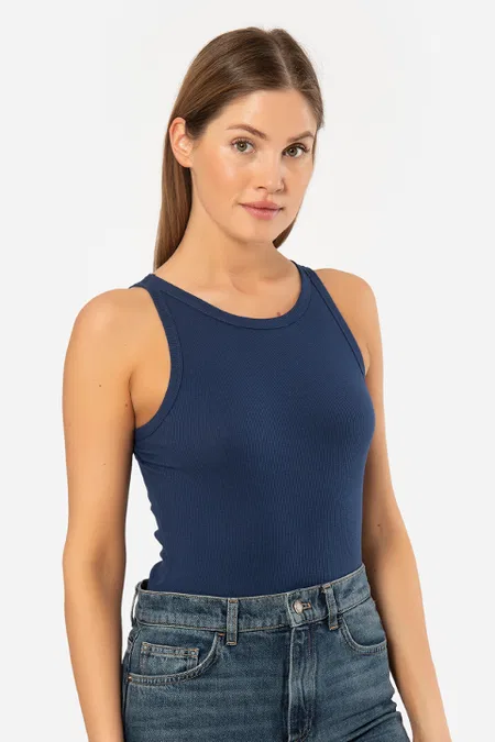 Halter Yaka Pamuklu Kadın Atlet Türen 3403 - Lacivert