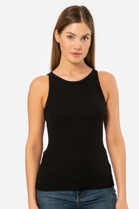 Pamuklu Halter Yaka Fitilli Kadın Atlet Türen 3403 - 2