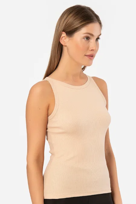 Halter Yaka Pamuklu Kadın Atlet Türen 3403 - Ten