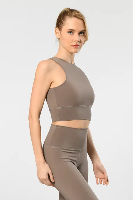 Halter Yaka Jartiyer Takımı Gri Türen 3701 - Vizon