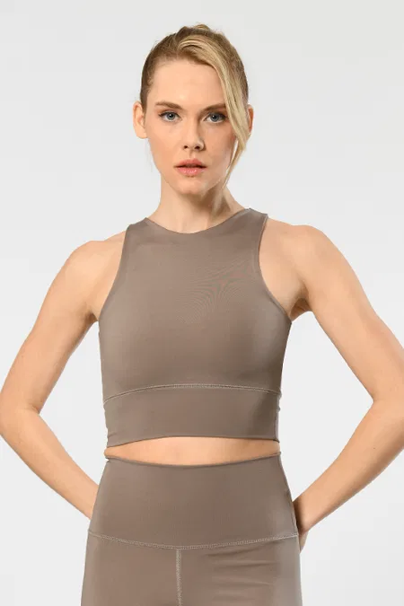 Halter Yaka Jartiyer Takımı Gri Türen 3701 - Vizon