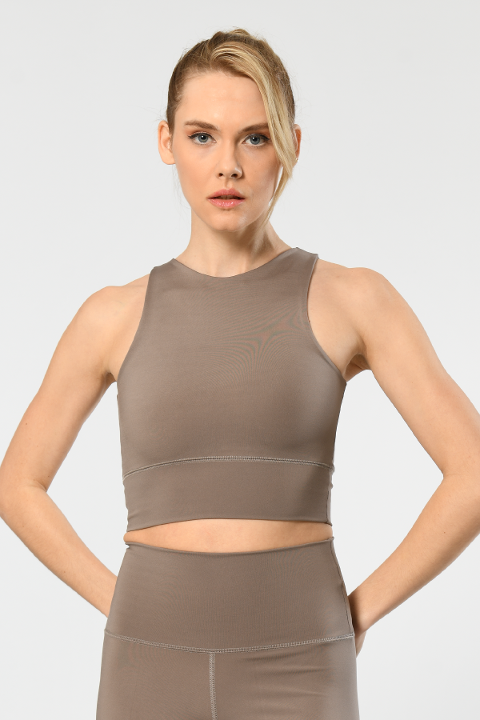 Halter Yaka Jartiyer Takımı Gri Türen 3701 - Vizon