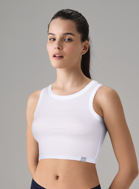 Pamuklu Crop Atlet Kadın Doreanse 9326 - Beyaz