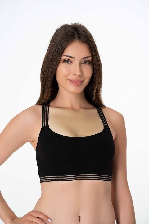 Kadın Modal Sırt Çapraz Detaylı Büstiyer İMER 1117 - Siyah