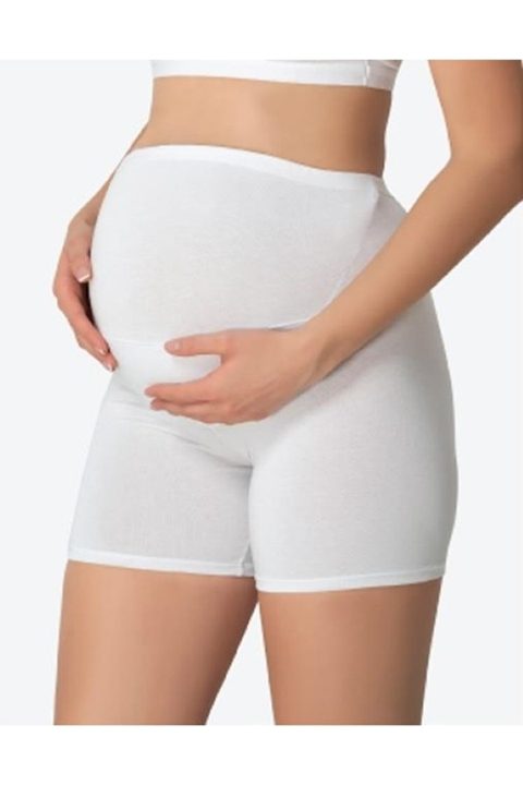 Geniş Karın Paneli Ayarlanabilir Hamile Tayt İMER 4343 - Beyaz