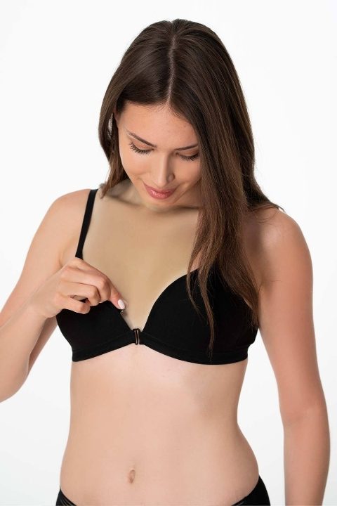 Dantel Detaylı Önden Açmalı Sütyen İMER 2212 - Siyah