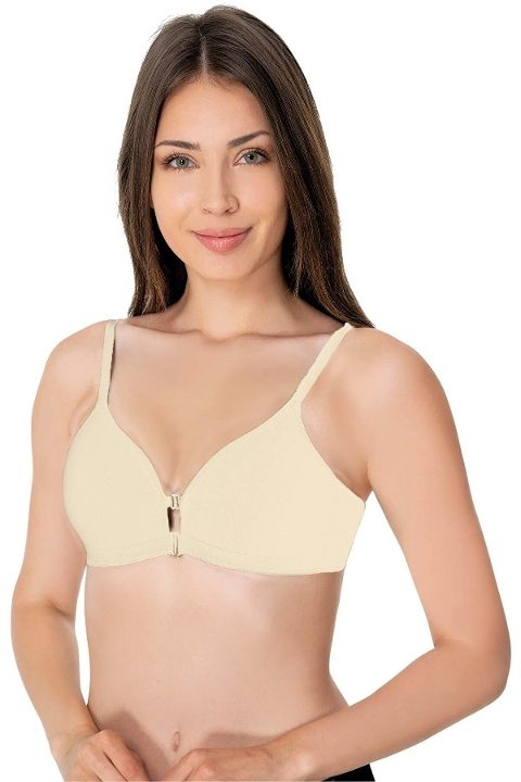 Dantel Detaylı Önden Açmalı Sütyen İMER 2212 - Ten