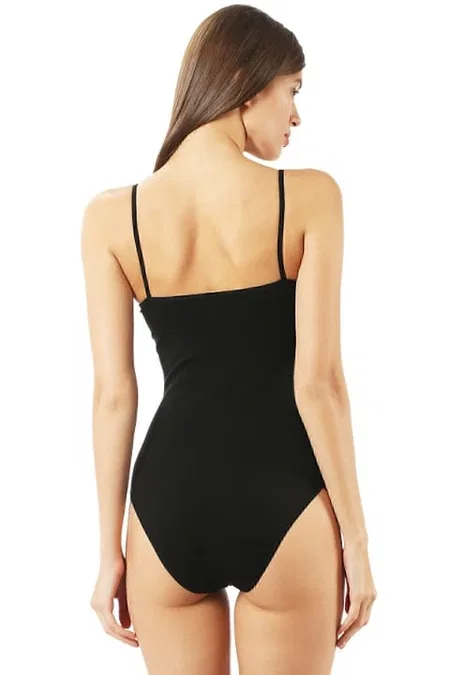 Pamuklu İnce Askılı Çıtçıtlı Body Özkan 0603 - Siyah