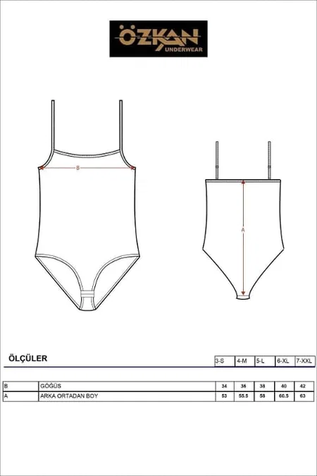 Pamuklu İnce Askılı Çıtçıtlı Body Özkan 0603 - Siyah