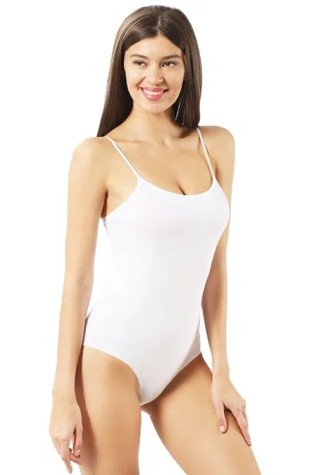 Pamuklu İnce Askılı Çıtçıtlı Body Özkan 0603 - Beyaz