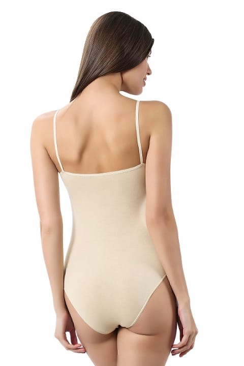Pamuklu İnce Askılı Çıtçıtlı Body Özkan 0603 - Ten