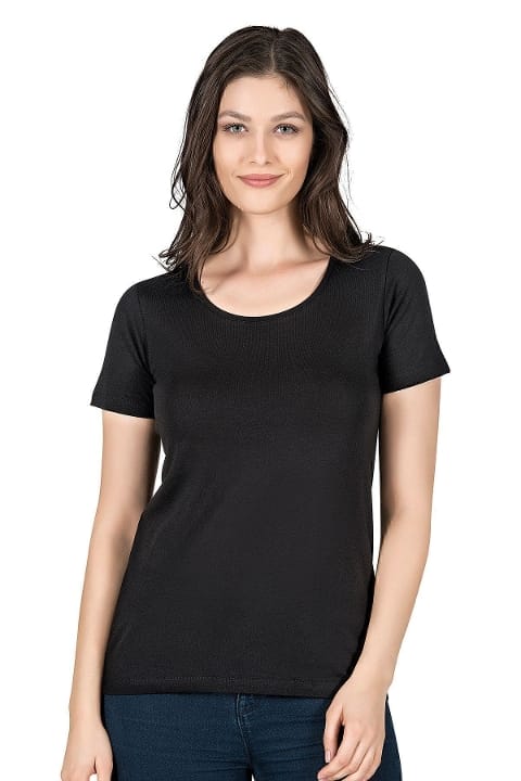 Pamuklu Esnek Kısa Kollu Fanila Kadın Özkan 25284 - Siyah