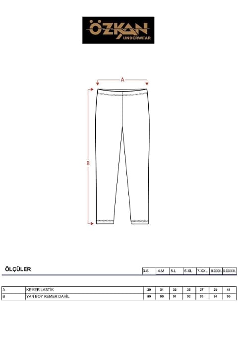 Pamuklu Likralı Yüksek Bel Uzun Tayt Özkan 0415 - Beyaz