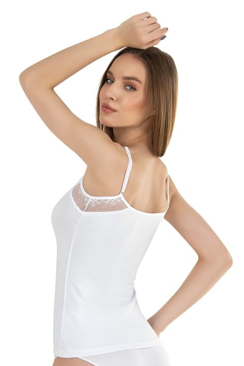 Pamuklu Dantel Detaylı İnce Askılı Atlet Özkan 26849 - 2