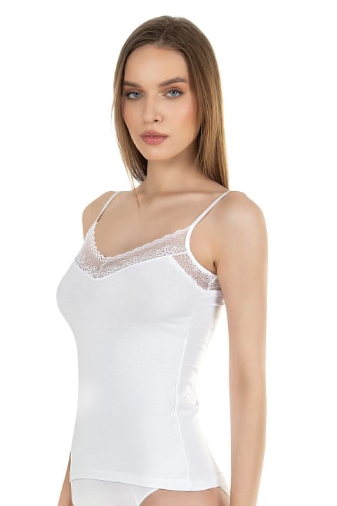 Özkan Pamuklu Dantel Detaylı İnce Askılı Atlet Özkan 26849 - Görsel 3