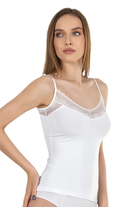 Özkan Pamuklu Dantel Detaylı İnce Askılı Atlet Özkan 26849 - Görsel 5