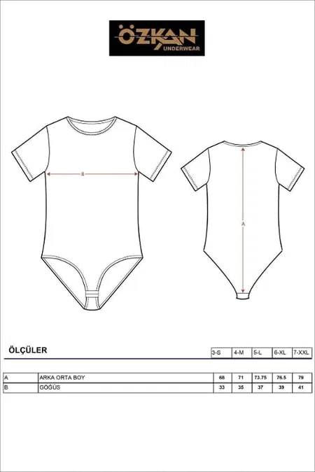 Pamuklu Esnek Kısa Kollu Body Beyaz Özkan 0601 - Siyah