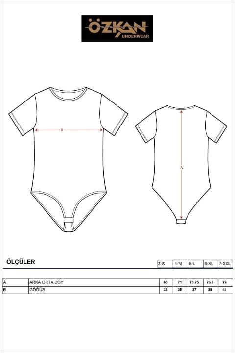 Pamuklu Esnek Kısa Kollu Body Beyaz Özkan 0601 - Siyah