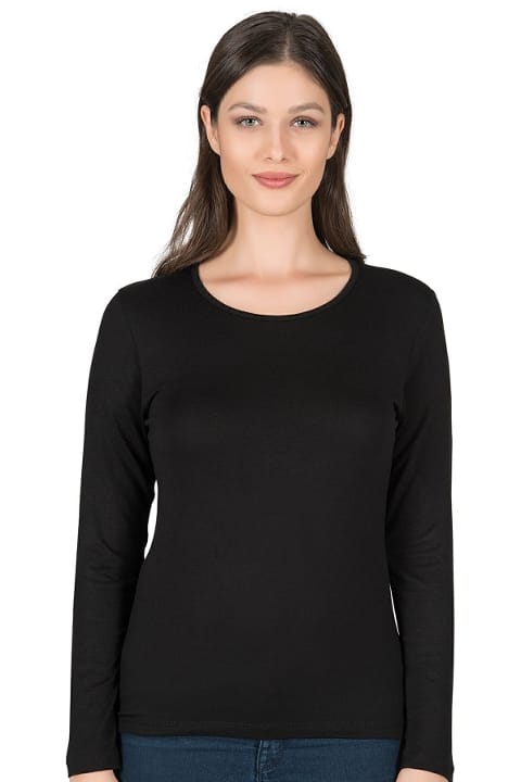 Yüksek pamuk oranlı Uzun Kollu Bluz Özkan 7124 - Siyah