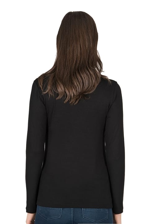 Yüksek pamuk oranlı Uzun Kollu Bluz Özkan 7124 - Siyah