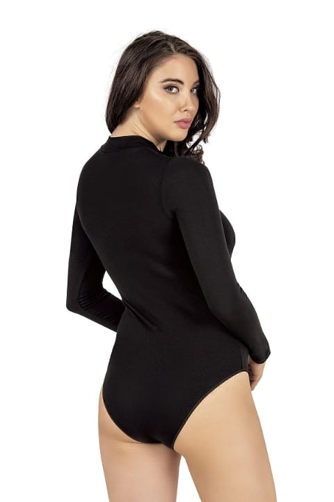 Yarım Balıkçı Uzun Kollu Body Viskon Özkan 25783 - Siyah