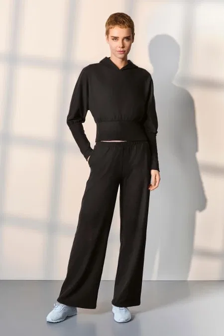 Kapşonlu Eşofman Pijama Takımı Polyester Elastan Doreanse 4045 - Siyah