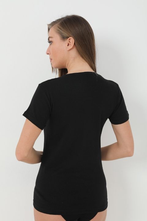 Uzun Kollu Siyah Ribana Kadın Atlet Arma Yıldız 3314 - Siyah