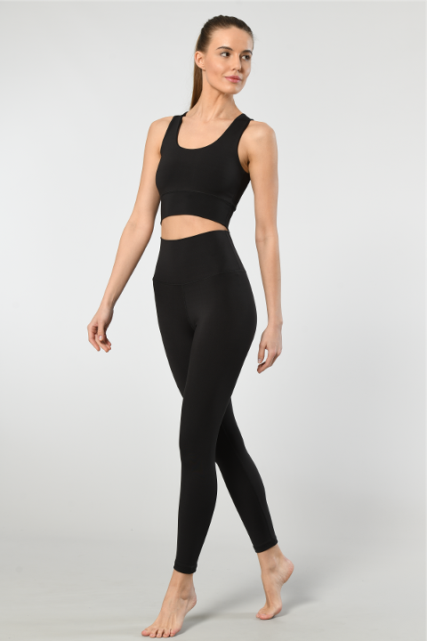 Süper Yüksek Bel Kadın Tayt Somon Polyamid Elastan Türen 3703 - Siyah