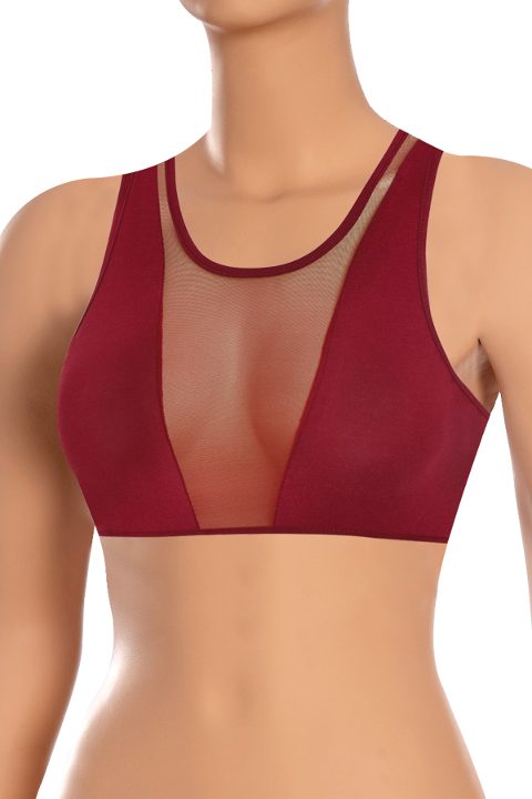 Pamuklu Esnek Tüllü Rahat Büstiyer Öts 6077 - Bordo