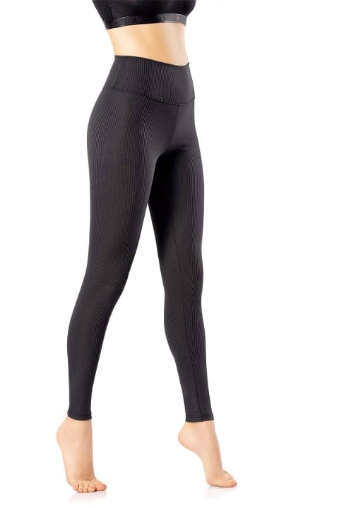 Siyah Yüksek Bel Toparlayıcı Dalgıç Kumaş Tayt Kota 4117